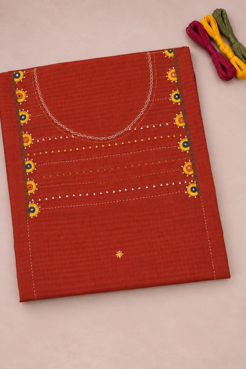 Pratibimb "Saanvri Soof Self Check Rust Kota Dupatta" Unstitched Suit Set