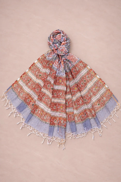 Pratibimb "Saanvri Soof Self Check Rust Kota Dupatta" Unstitched Suit Set