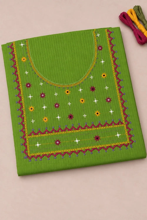 Pratibimb "Saanvri Soof Self Check Green Kota Dupatta" Unstitched Suit Set