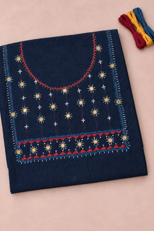 Pratibimb "Saanvri Soof Self Check Navy Kota Dupatta" Unstitched Suit Set