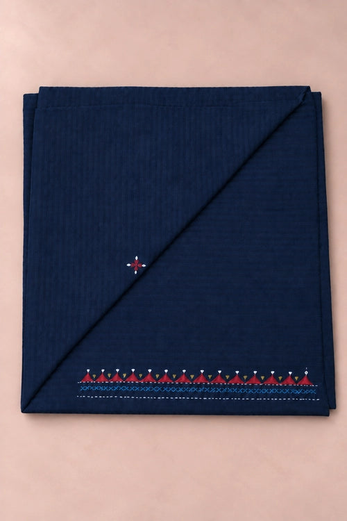 Pratibimb "Saanvri Soof Self Check Navy Kota Dupatta" Unstitched Suit Set
