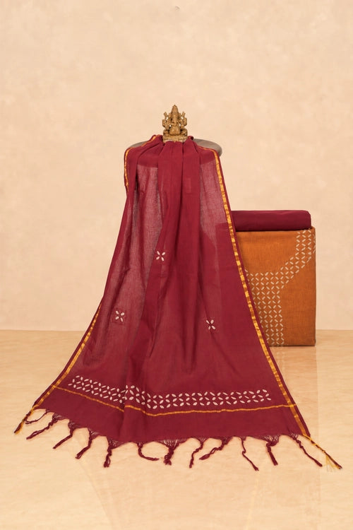 Pratibimb "Tara Rust South Cotton Multi Jacquard Border" Unstitched Suit Set
