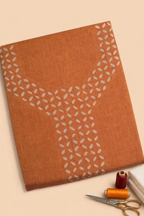 Pratibimb "Tara Rust South Cotton Multi Jacquard Border" Unstitched Suit Set