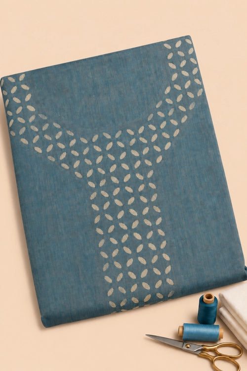 Pratibimb "Tara Turquoise South Cotton Zari Mangalgiri Border" Unstitched Suit Set