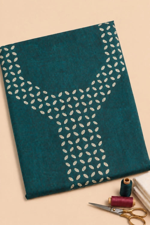Pratibimb "Tara South Emerald Green Cotton Zari Mangalgiri Border" Unstitched Suit Set