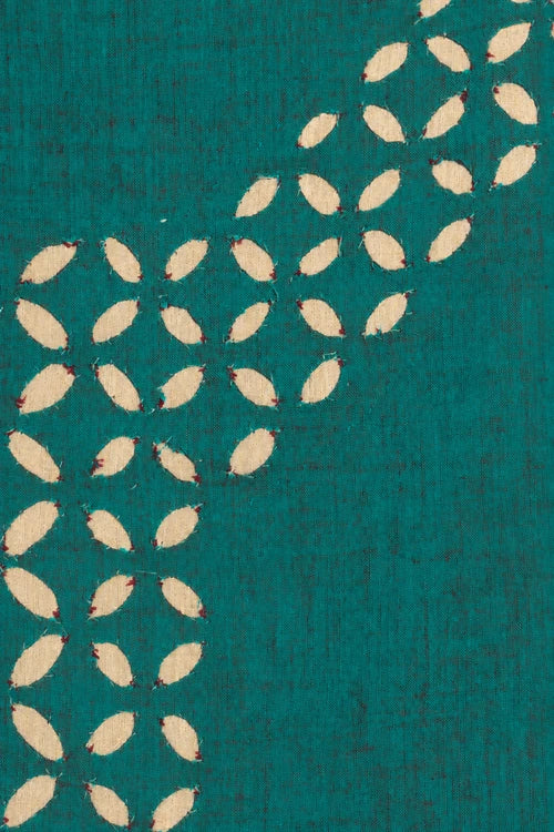 Pratibimb "Tara South Emerald Green Cotton Zari Mangalgiri Border" Unstitched Suit Set