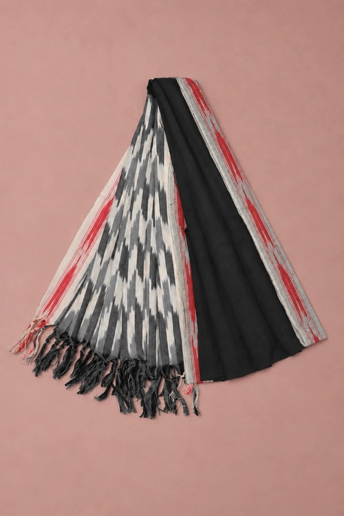 Pratibimb "Chavi Grey Pochampalli Ikat Cotton Mirrorwork" Unstitched Suit Set