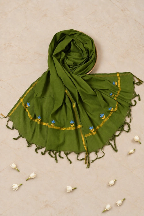 Pratibimb "Phoolwari Yellow South Cotton Hand Embroidered" Unstitched Suit Set