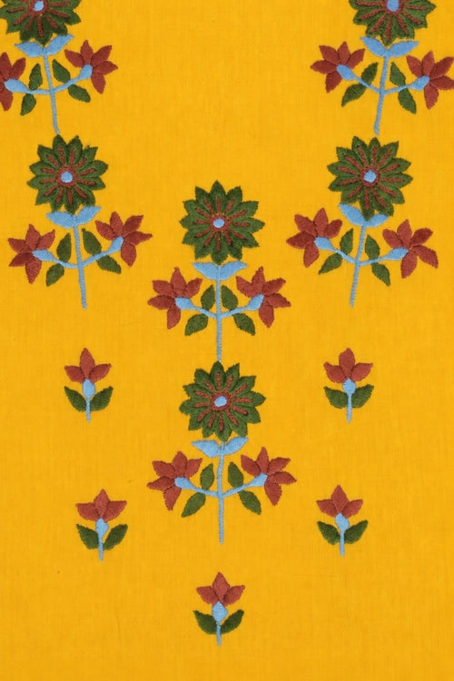 Pratibimb "Phoolwari Yellow South Cotton Hand Embroidered" Unstitched Suit Set