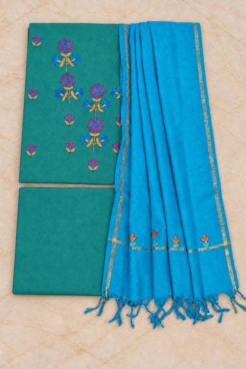Pratibimb "Phoolwari  South Cotton Hand Embroidered" Unstitched Suit Set