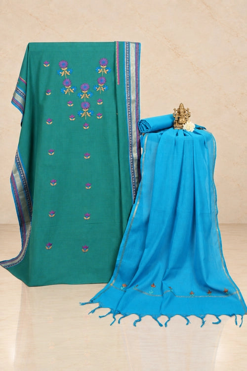 Pratibimb "Phoolwari  South Cotton Hand Embroidered" Unstitched Suit Set