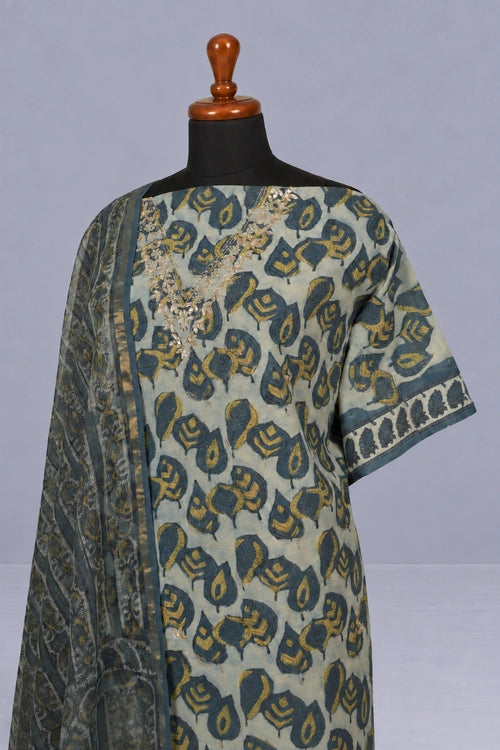 Pratibimb "Ajrakh Indigo Hand Embroidered Gota Patti" Unstitched Suit Set