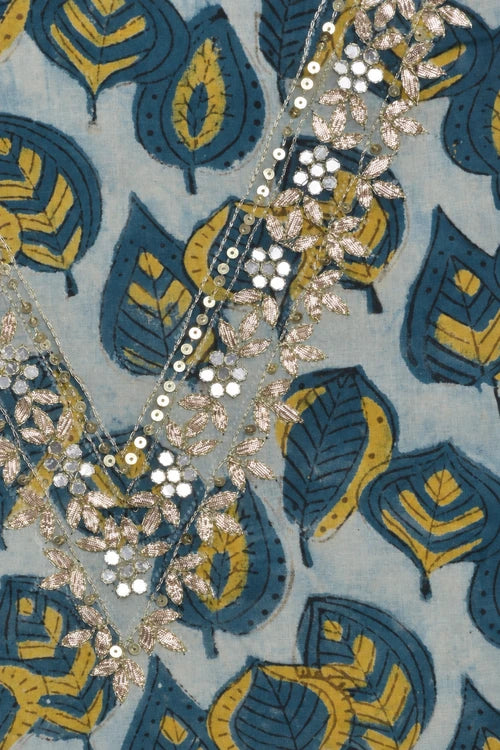 Pratibimb "Ajrakh Indigo Hand Embroidered Gota Patti" Unstitched Suit Set