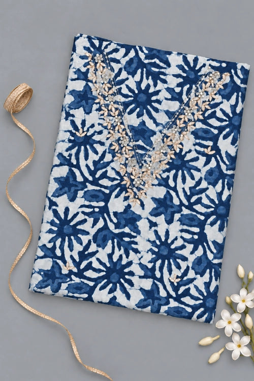 Pratibimb "Neela Indigo Phool Gota Patti" Unstitched Suit Set