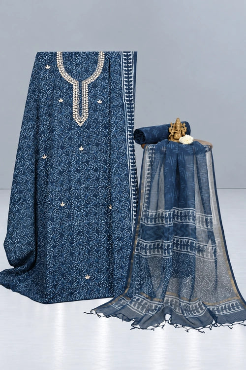 Pratibimb "Neela Indigo Chakri Gota Patti" Unstitched Suit Set