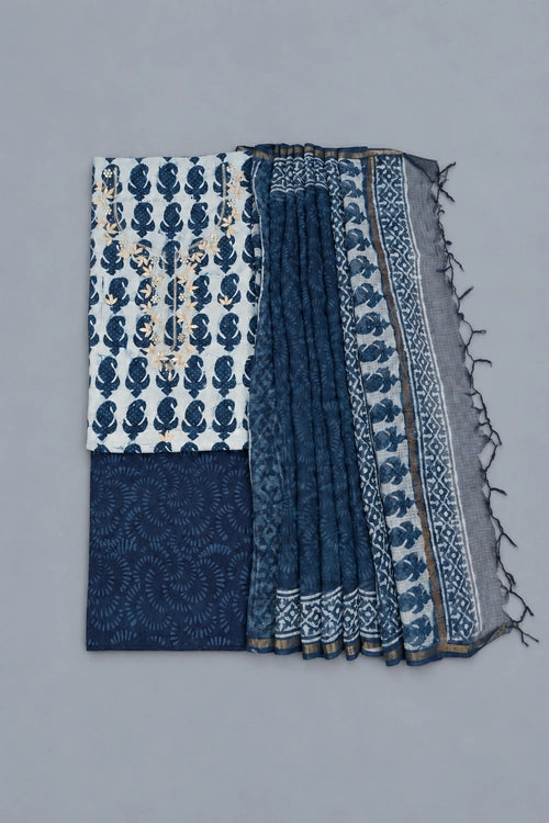 Pratibimb "Neela Indigo Ambi Gota Patti" Unstitched Suit Set