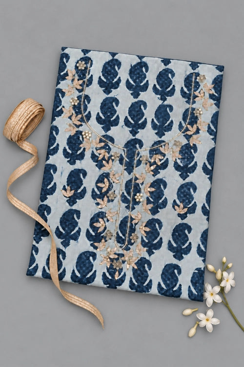 Pratibimb "Neela Indigo Ambi Gota Patti" Unstitched Suit Set