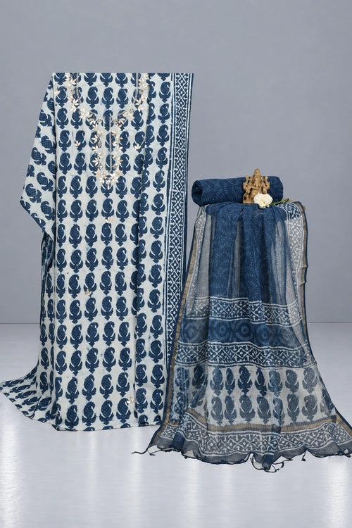 Pratibimb "Neela Indigo Ambi Gota Patti" Unstitched Suit Set