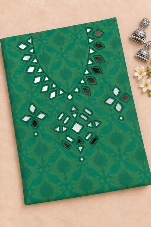 Pratibimb "Chandni Chanderi Green Cotton Silk Mirror" Unstitched Suit Set