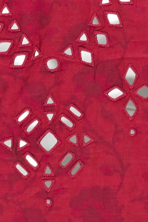 Pratibimb "Chandni Chanderi Deep Pink Cotton Silk Mirrorwork" Unstitched Suit Set