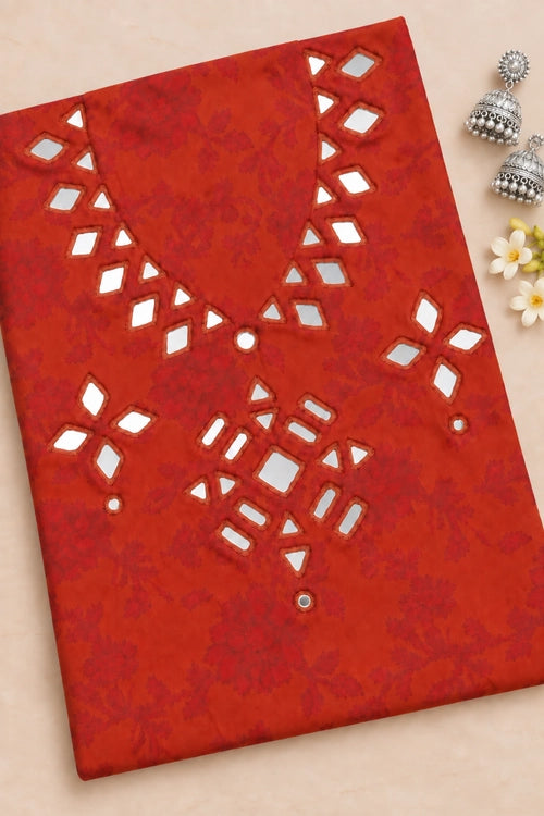 Pratibimb "Chandni Chanderi Rust Cotton Silk Mirror" Unstitched Suit Set