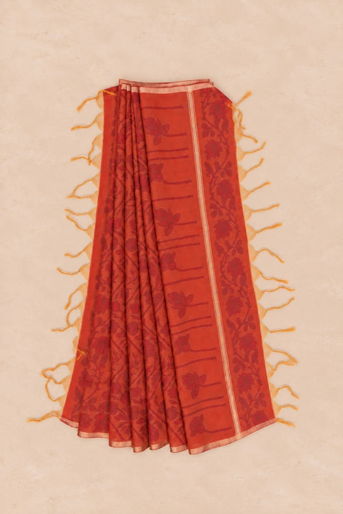 Pratibimb "Chandni Chanderi Rust Cotton Silk Mirror" Unstitched Suit Set