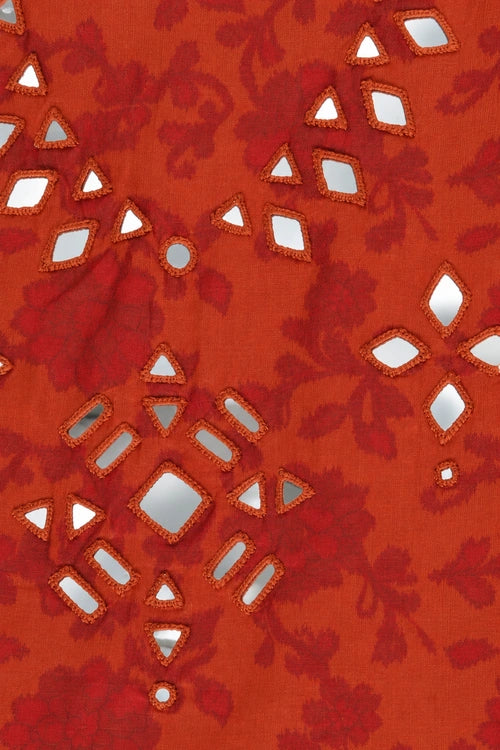 Pratibimb "Chandni Chanderi Rust Cotton Silk Mirror" Unstitched Suit Set