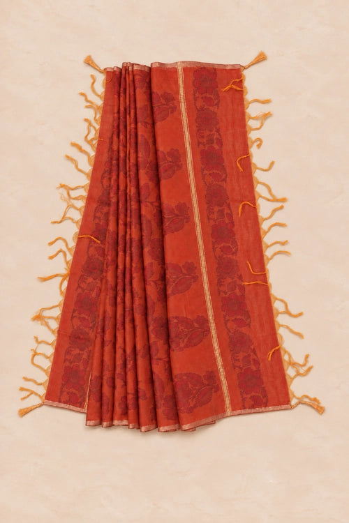 Pratibimb "Chandni Chanderi Deep Rust Cotton Silk Mirror" Unstitched Suit Set