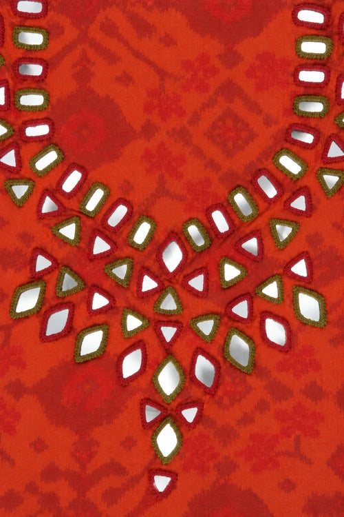 Pratibimb "Chandni Chanderi Deep Rust Cotton Silk Mirror" Unstitched Suit Set