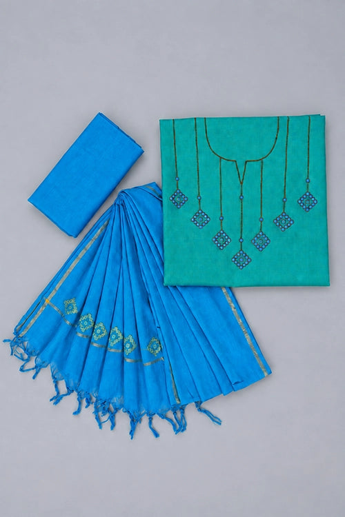 Pratibimb "Kolam Green" Unstitched Suit Set