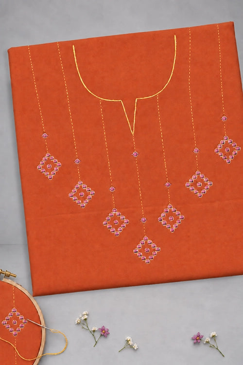 Pratibimb "Kolam Rust" Unstitched Suit Set