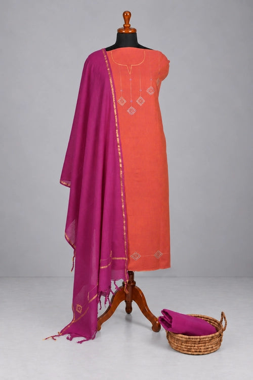 Pratibimb "Kolam Rust" Unstitched Suit Set