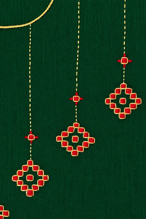 Pratibimb "Kolam Dark Green" Unstitched Suit Set