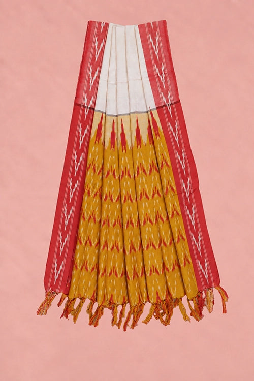 Pratibimb "Aaina Haldi Slub Cotton Mirrorwork" Unstitched Suit Set