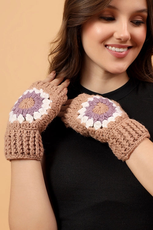 Ajoobaa "Crochet Granny Square" Fingerless Gloves