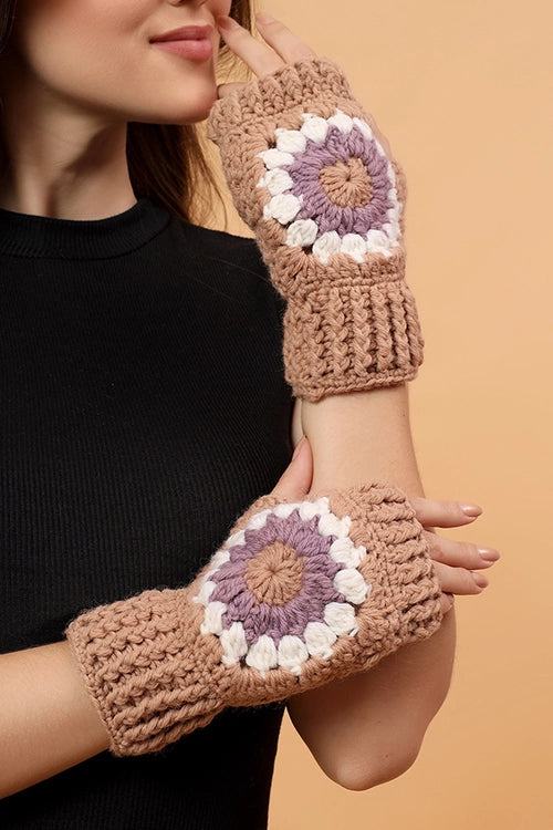 Ajoobaa "Crochet Granny Square" Fingerless Gloves