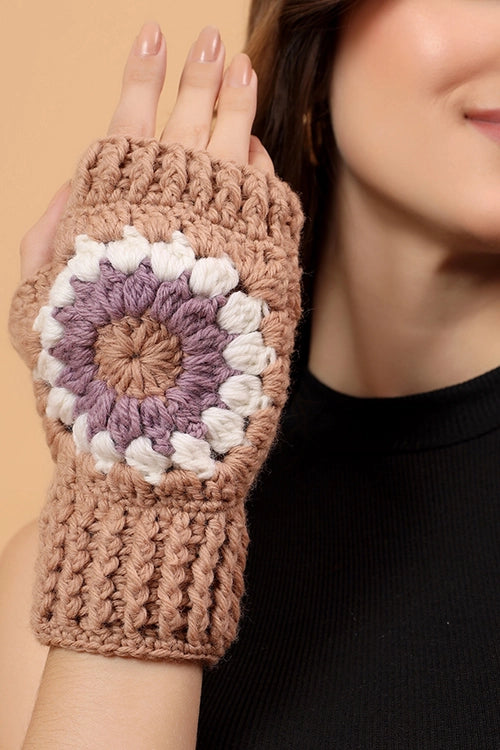 Ajoobaa "Crochet Granny Square" Fingerless Gloves