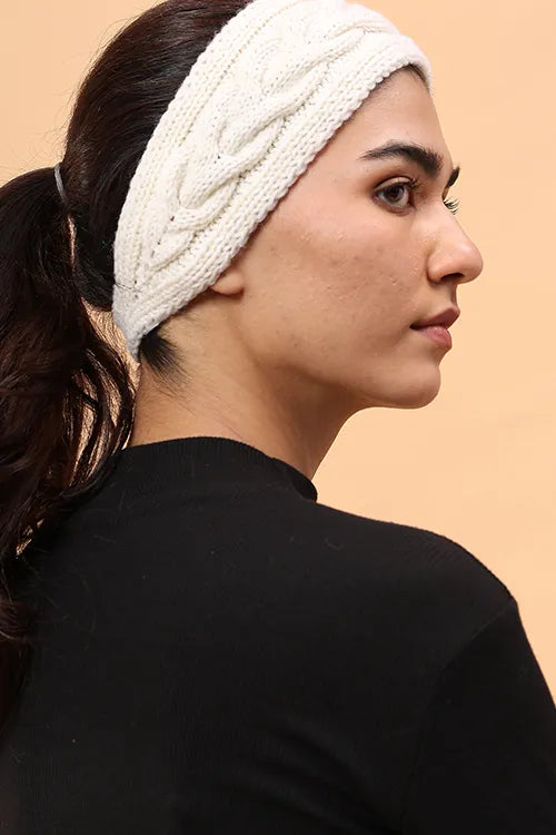 Ajoobaa "Cable Knit" Handknitted Merino Headband - Cream