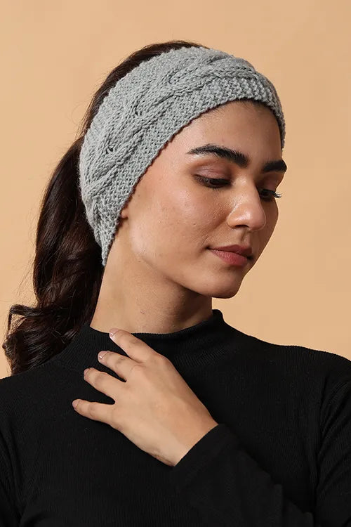 Ajoobaa "Boho" Handknitted Merino Headband - Grey