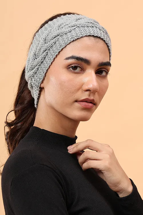 Ajoobaa "Boho" Handknitted Merino Headband - Grey