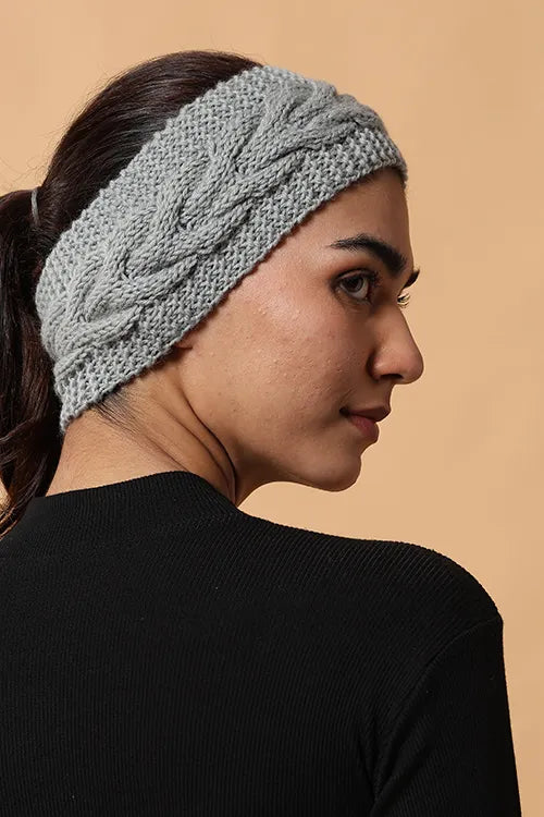 Ajoobaa "Boho" Handknitted Merino Headband - Grey