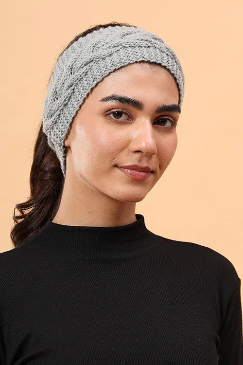 Ajoobaa "Boho" Handknitted Merino Headband - Grey