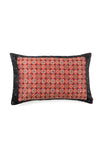Black And Red Mansru Pillow Cover With Kantha Embroidery