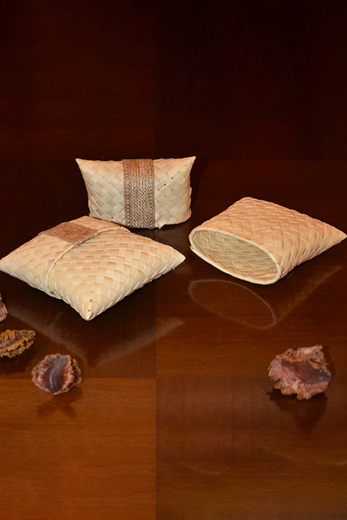 Dharini Palm Leaf Gift Pouches Natural (Set Of 4)