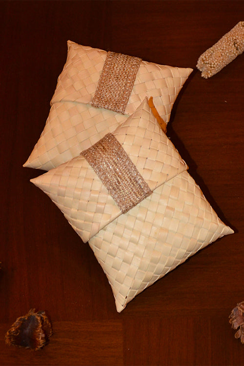 Dharini Palm Leaf Gift Pouches Natural (Set Of 4)