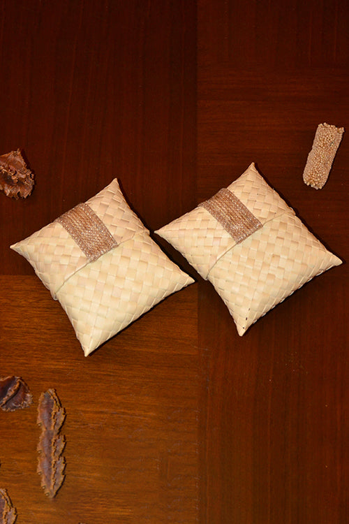 Dharini Palm Leaf Gift Pouches Natural (Set Of 4)