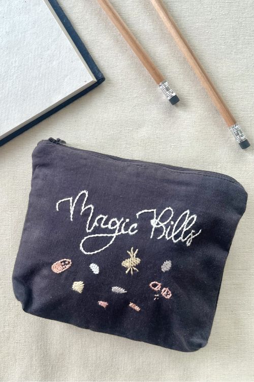 Okhai "Magic Pills" Hand-Embroidered Pure Cotton Pouch