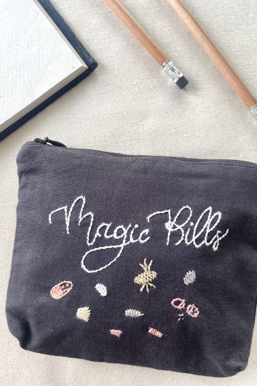 Okhai "Magic Pills" Hand-Embroidered Pure Cotton Pouch