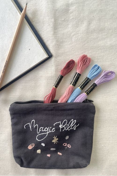 Okhai "Magic Pills" Hand-Embroidered Pure Cotton Pouch