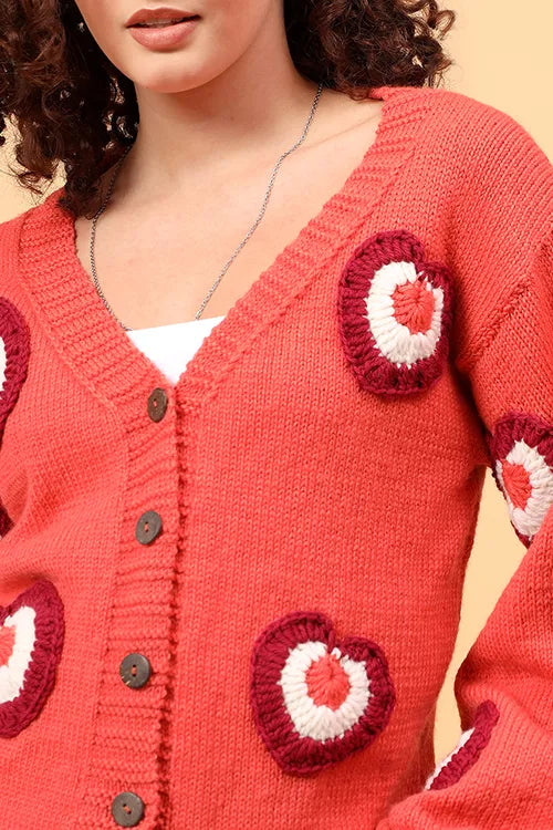 Ajoobaa "Heart Applique" Merino Cardigan
